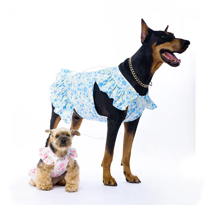 הכלב שמלת קיץ לנשימה התנפץ פרח הדפסה שמלה עבור כלבים גדולים מחמד חצאית שמלה חמודה כלב גדול בגדים לחיות מחמד תלבושות