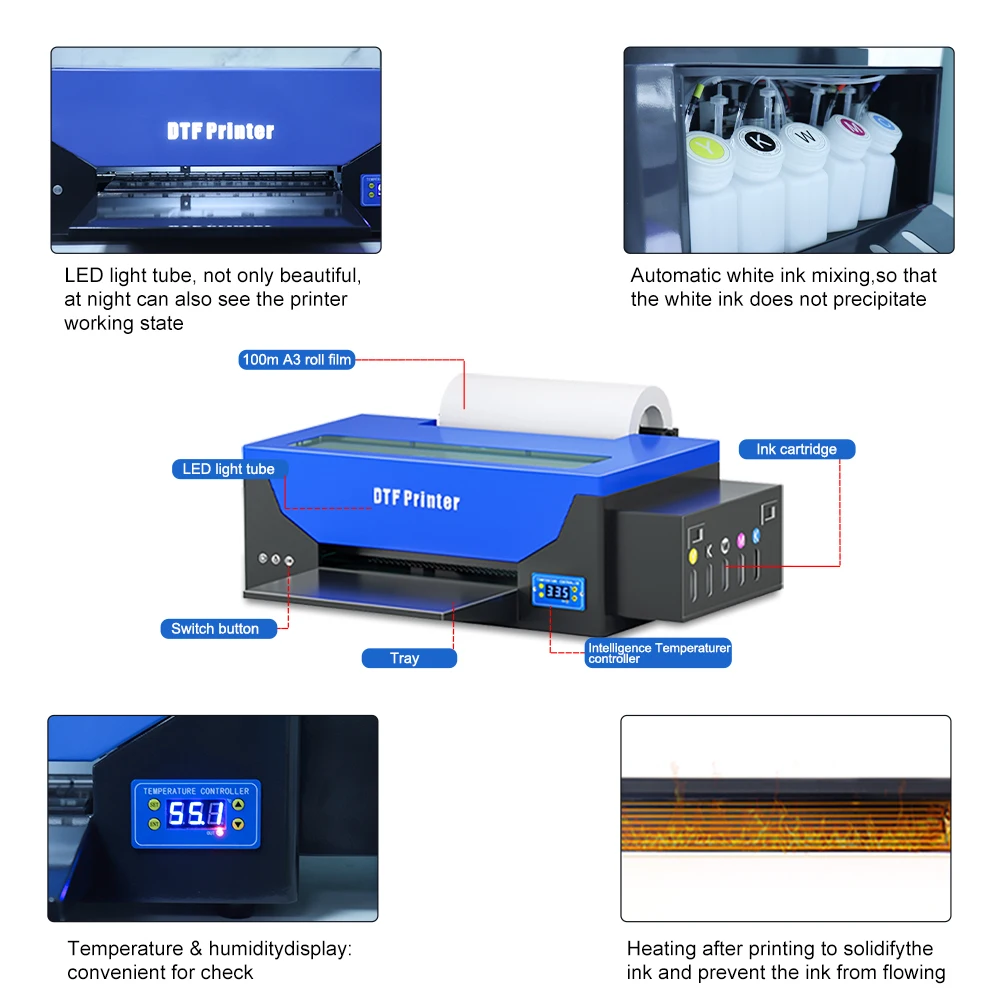 A3 DTF מדפסת גליל מזין L1800 מכונת הדפסה עבור DIY הדפסה בד החולצה מדפסת ישירה הסרט העברת המדפסת