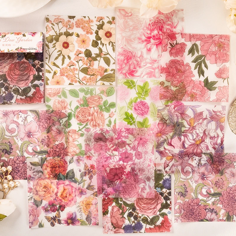 20Packs הסיטוניים חומר נייר פרחוני הגן הספרותי פרחים ביד חשבון מתנה מדריך דקורטיבי בסיס רעיונות 113*87MM