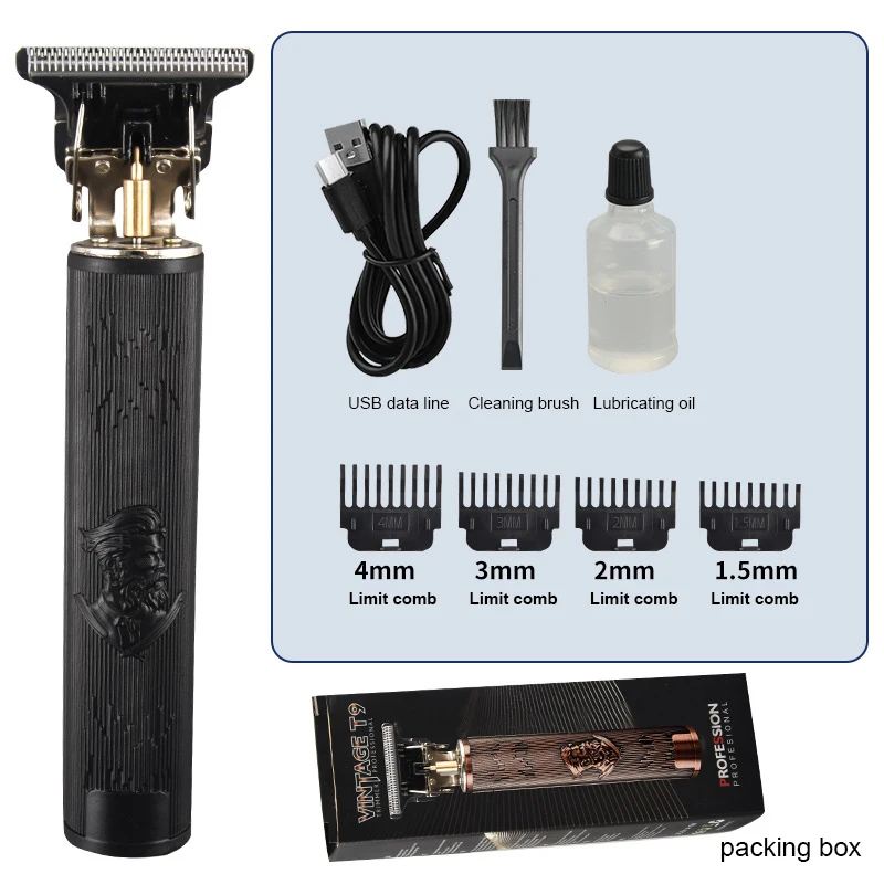 שיער מכונת חיתוך T9 בציר גוזם שיער לגברים הספר במכונה מקצועית נטענת USB חשמלי זקן מכונת גילוח