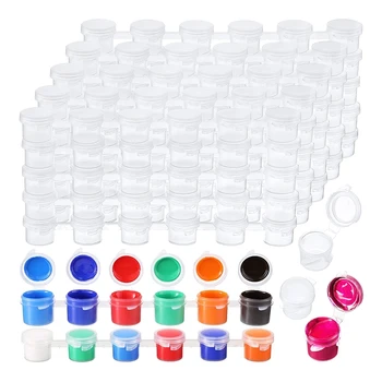 100 רצועות 600 סירים ריקים צבע רצועות צבע כוס פלסטיק שקופה מיכלי אחסון ציור חומרי מלאכה(3 Ml/ 0.1 Oz)