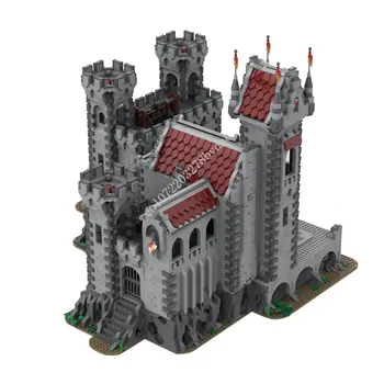 10007PCS MOC טירה מימי הביניים מודל אדום אריות הטירה אבני בניין אדריכלות טכניים לבנים DIY הרכבה, צעצועים לילדים מתנות