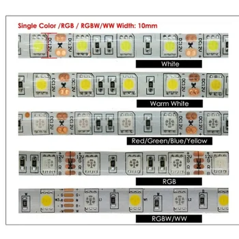 12V עמיד למים 5050 SMD LED רצועת אור 5M 12V LEDStrip הקלטת מנורה-RGB RGBW RGBWW צהוב ורוד קרח כחול דיודה סרט Fleible