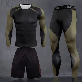 2021 אנשים חדשים של בגדי ספורט דחיסה הדפסת 3D ספורט ריצה החליפה בגדים ספורט ריצה כושר אימון כושר טרנינג