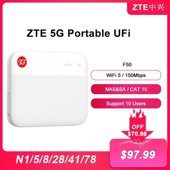 2023 מקורי חדש ZTE UFi F50 5G כיס רשת אלחוטית 5G תת-6 SA/הסוכנות N1/5/8/28/41/78 4G Cat15 2.4 G/5G Wifi(ללא סוללה）