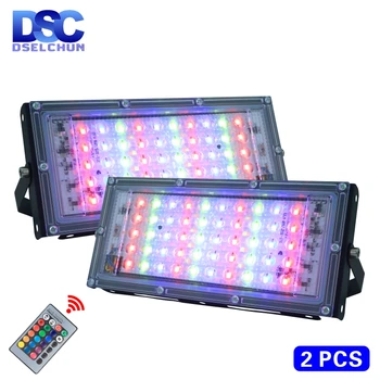 2pcs/lot 50W RGB LED מבול אור המנורה AC 220V חיצוני תאורת IP65 עמיד למים רפלקטור Led אור הזרקורים עם שליטה מרחוק