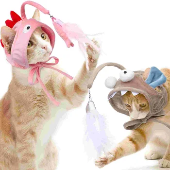 2Pcs חתול מתגרה צעצוע מקורה חתול צעצוע חתול מתגרה שרביט חתול טיזר מקל ראש לובש חתול צעצוע