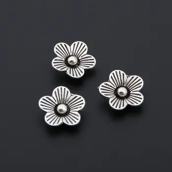 30pcs צבע כסף בצורת פרח פרח חרוזים קמעות הטבע תליון צמיד שרשרות תכשיטים ציוד A3339