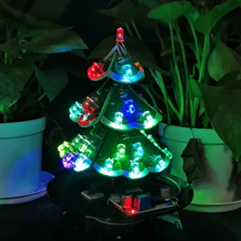 3d עץ חג המולד diy הלחמה ערכות בסיס מסתובב הוביל את עץ חג המולד אור מהבהב צבעוני נגינה(לא מורכבים)