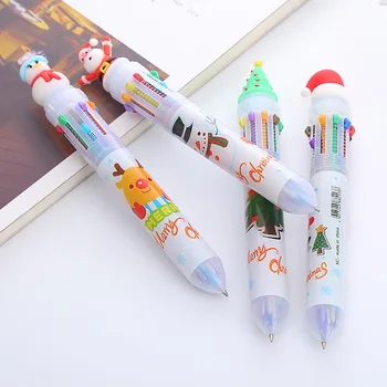 4Pcs/lot 10 צבעים עט חמוד חג המולד עט כדורי הספר לציוד משרדי מכשירי כתיבה Papelaria צבעוניים, עטים צבעוניים, מילוי
