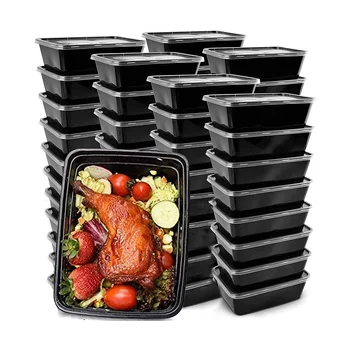50-Pack ארוחה הכנה מכולות לשימוש חוזר מזון במכלי פלסטיק בנטו קופסאות אחסון מזון קופסת ארוחת הצהריים