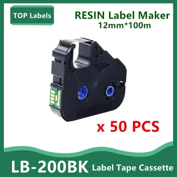 50PK 12mm תווית הסרט LB200BK תוויות יוצר תווית עבור Canon MK1500/MK2100/MK2500 מדפסת PVC מעטפת הדפסה
