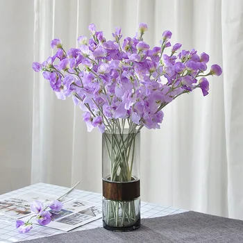 5Pc מלאכותי אפונה פרחים ענף משי פרחים הביתה סלון חתונה קישוט מסיבת סידור פרחים צילום אביזרים