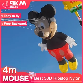9KM 4m העכבר עפיפון קו כביסה תליון רך מתנפחים להראות עפיפון עבור פסטיבל העפיפונים 30D Ripstop ניילון עם תיק