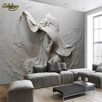 beibehang מותאם אישית המסמכים דה parede 3D הקלה פסל תמונת טפט קיר ציור תמונות בסלון טלוויזיה רקע קיר נייר