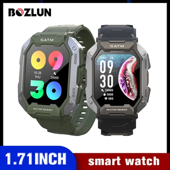 BOZLUN 1.71 אינץ שחייה Smartwatch IP68, עמיד למים פדומטר 380mAh Bluetooth להתקשר ספורט שעון חכם גברים עבור אנדרואיד ios