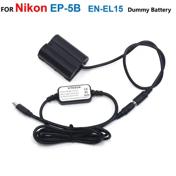 EP-5B DC מצמד EN-EL15 דמה סוללה+USB Type C כבל חשמל כבל מתאם לניקון Z7 Z6 D850 D810 D800E D750 D600 D610 D7200 D7500