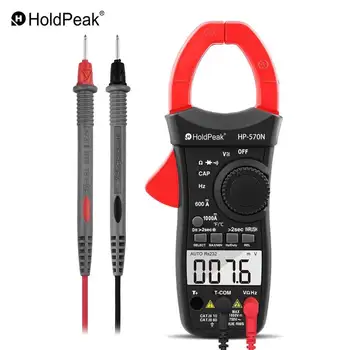 HoldPeak HP-570N אוטומטי טווח DC/AC דיגיטלי מלחציים המונה מודד טמפרטורה/תדר תאורה אחורית