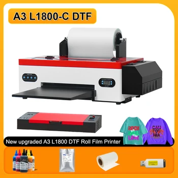 L1800 DTF מדפסת A3 DTF המדפסת ישירות סרט העברת A3 impressora DTF המדפסת להגדיר גליל מזין חולצה מכונת הדפסה