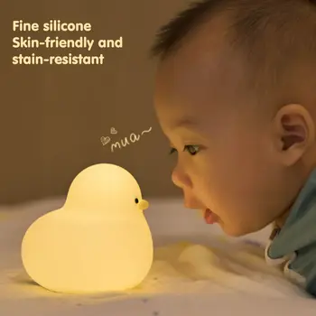 LED ילדים ליד המיטה מנורת לילה נטענת סיליקון ברווז מנורת הילד מתנת החג ישן יצירתי חדר שינה שולחן עבודה עיצוב המנורה