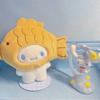 Sanrio Kawaii Taiyaki Cinnamoroll בובות ילדה לב חמוד קריקטורה אנימה בפלאש הבובה ילדים צעצועים מתנות יום הולדת עבור בנות בנים.