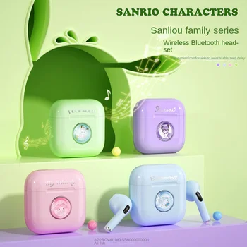 Sanrio אנימה Bluetooth 5.3 אלחוטית TWS אוזניות Cinnamoroll שלי מלודי Pachacco Kuromi Kawaii סטריאו אוזניות הפחתת רעש