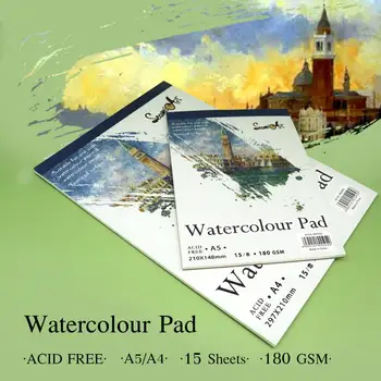 SeamiArt A5/A4 צבעי מים הספר 15Sheet 180GSM בצבעי מים משטח למתחילים ציור ציור ציוד אמנות