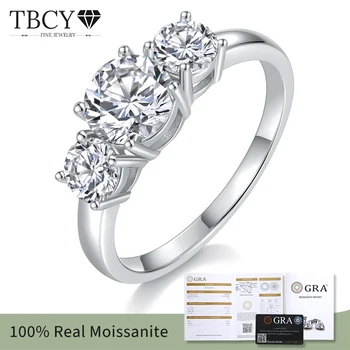 TBCYD 4CT D צבע Moissanite טבעת יהלום עבור נשים הגר 