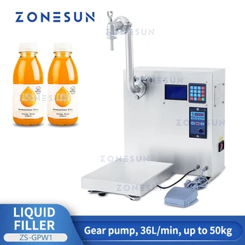 ZONESUN ZS-GPW1 זרימה גבוהה 36L ציוד משאבת מילוי נוזל Weigher שמן בישול משקאות משקאות בקרה דיגיטלית מכונת מילוי