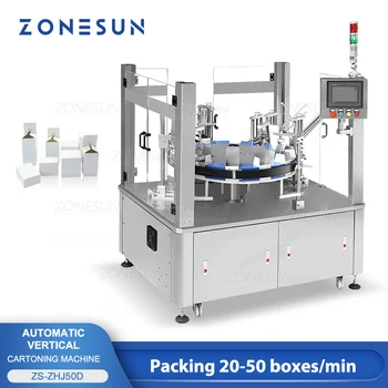 ZONESUN אוטומטי קרטון אגרוף מכונת האריזה כל אחד מסתובב קוסמטיים בקבוק צינור אריזת קרם ידיים ZS-ZHJ50D