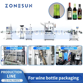ZONESUN משקאות הביקבוק מכונת הפקק Capper קפסולה PVC חום מכווץ לעטוף Labeler רוחות האריזה נוזלי ZS-FAL180Z5