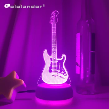 אקריליק מנורת שולחן מגע שליטה מרחוק 3D בס גיטרה כינור בבית עיצוב חדר אורות Led מנורת יצירתי אורות ליל חג מתנה