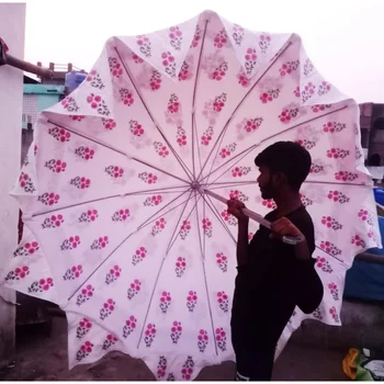 הודי בעבודת יד ורוד פרח גדול השמשייה חיצונית קישוט,יד יפה בלוק מודפס מטריה,בוהמי מטרייה החוף