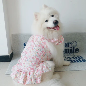 הכלב שמלת קיץ לנשימה התנפץ פרח הדפסה שמלה עבור כלבים גדולים מחמד חצאית שמלה חמודה כלב גדול בגדים לחיות מחמד תלבושות