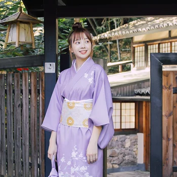 הקימונו יאקאטה נשים יפני מסורתי שמלת קימונו תחפושת גיישה יפנית Cosplay נקבה אובי קימונו יפני יאקאטה V2990