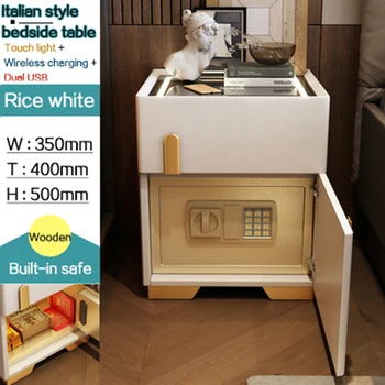 חדר השינה חכם שולחן ליד המיטה בטוח ביתיים פשוטים עץ מודרני טעינה אלחוטית השינה נייד ארון לאחסון שידות לילה