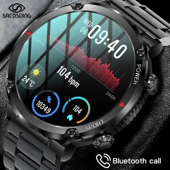 חדש שעון חכם גברים צבאי חיצוני ספורט Smartwatch גברים Bluetooth לקרוא שעון 1.6 אינץ 600 מיליאמפר סוללה IP68, עמיד למים שעונים