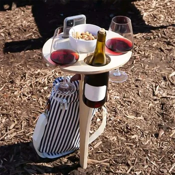 חיצונית מתקפלת יין שולחן נייד יין בקבוק זכוכית מתלה חיצוני מתקפל קמפינג פיקניק, יין שולחן שולחן