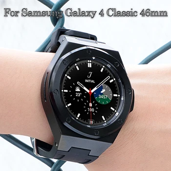 יוקרה התיק תוכנן Mod ערכת עבור Samsung Galaxy השעון 4 קלאסי 46mm מחוספס מתכת מגן באמפר סיליקון הלהקה גברים נשים