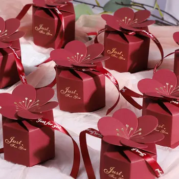 יצירתי ממתקים תיבת חתונה טובה מתנה אריזת סרט עוגיות שוקולד אדום שקיות מקלחת תינוק חגיגית למסיבת יום ההולדת אספקה
