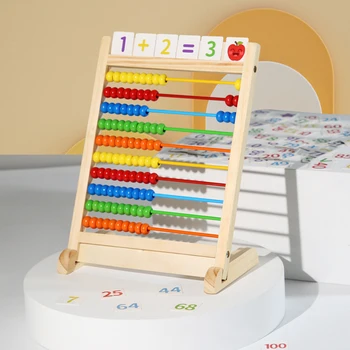 להוסיף להחסיר אבקוס עם 100 צבעוני חרוזים 112 קלפים צעצוע חינוכי מתמטיקה Manipulatives עבור בנים בנות היסודי הגיל הרך
