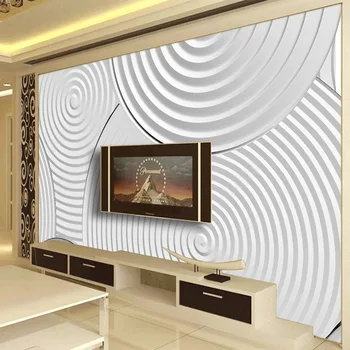 מותאם אישית ציור קיר טפט 3D מודרניים מופשטים קו הסיוע גלי מעגל אופנה בסלון טלוויזיה אמנות רקע קיר המסמכים דה Parede 3 D