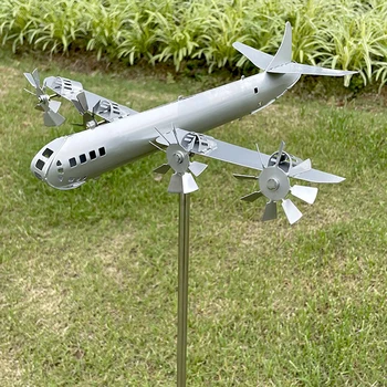 מטוס טחנת הרוח פסל בגן הפסלים קישוט מתכת כלי טיס טחנת רוח חיצונית בחצר סימן חצר קישוט