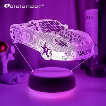 מכונית הספורט 3d אשליה המנורה לילדים עיצוב חדר השינה מנורת לילה חיישן מגע אווירה מתנת יום הולדת Supercar Led לילה אור