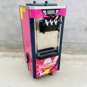 מסחרי אוטומטי גלידה מכונת 2100W שלוש-ראש אנכי רך מכונת גלידה