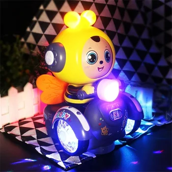 מצחיק חשמלי סימולציה דבורה הליכה אורות מוזיקה אלקטרונית פלסטיק לשנות את פניו דבורת דבש בובות צעצועים חינוכיים יצירתיים מתנה