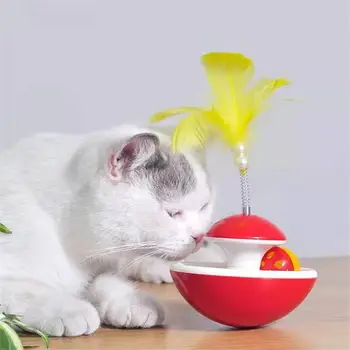נוצה טמבלר חתול צעצועים יצירתי מובנה פעמון לחתול צעצוע בל להקניט חתול מקל פלסטיק Pet אינטראקטיבי צעצוע