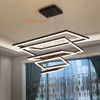 נורדי LED אור תליון ריבוע שחור חום מודרני זמן תלויות מנורות מדרגות וילה תאורה נברשות חי בחדר האוכל