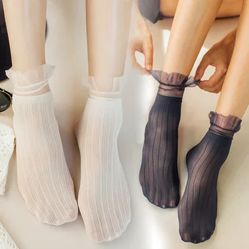 נשים שקוף רשת זכוכית משי גרביים בקיץ קריסטל תחרה מוצק גרב עבור בנות חדש אלסטי סקסי Ultrathin גרביים