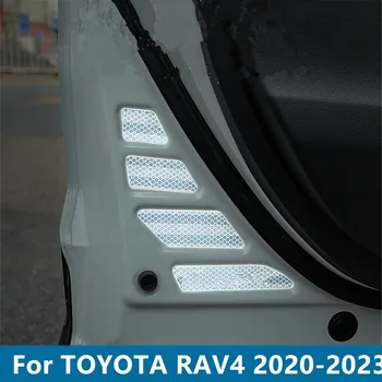 עבור טויוטה RAV4 2020-2023 אנטי התנגשות סימני אזהרה רעיוני הקלטות עמיד למים בטיחות הנהיגה דלת המכונית אדן פתח מדבקות